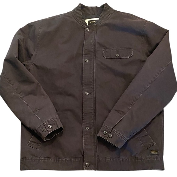Vintage 90s quiksilver Navy Blue bomber jacket pockets sweater collar & cuffs - Picture 1 of 11